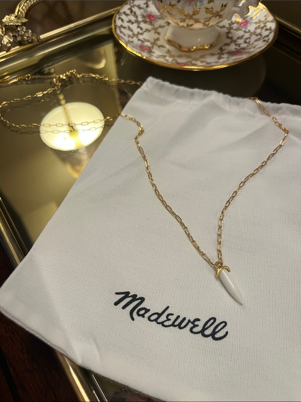 Madewell Mother of Pearl Horn Necklace - Picture 2 of 6